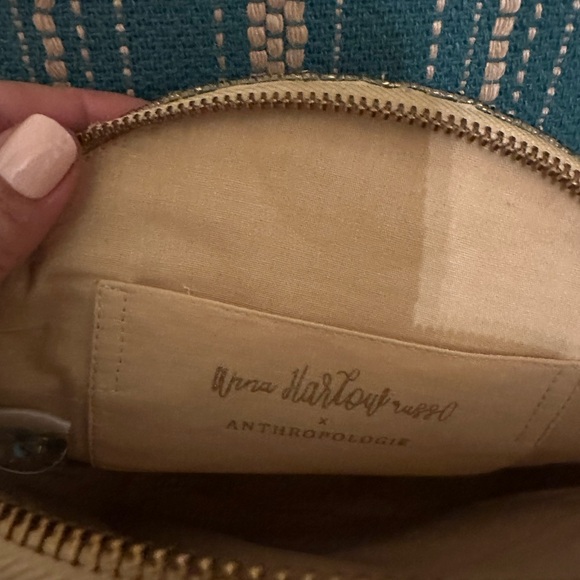 Anthropologie Round Beaded D Monogram Bag 9” - Picture 6 of 8